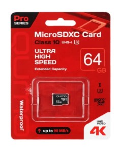 Карта памяти Micro SDXC 64Гб QM64GMICSDXC10U3 Qumo