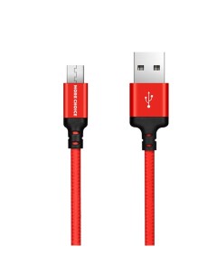 Дата кабель плоский K12m USB 2 1A для micro USB нейлон 1м Black Red More choice