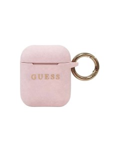 Чехол с карабином Silicone case with ring для AirPods 1 2 Розовый Guess