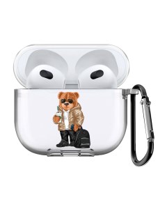 Чехол с карабином для Apple AirPods 3 Tony Style в очках прозрачный Musthavecase