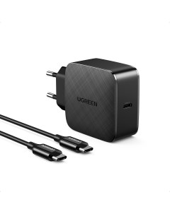 Зарядное устройство с кабелем CD217 65 WGaN Charger With USB C Cable EU черный Ugreen