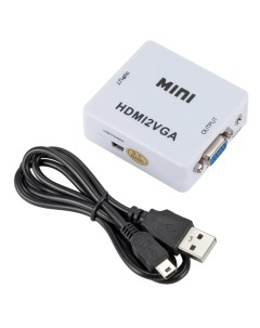 Конвертер переходник из HDMI в VGA HDMI2VGA белый Nobrand