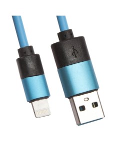 USB кабель LP для Apple 8 pin круглый soft touch металлические разъемы голубой европакет Liberty project