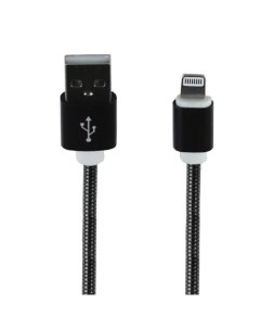 USB кабель LP для Apple Lightning 8 pin Металлическая оплетка 1м черный европакет Liberty project
