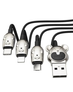 Кабель USB Three Mouse 3 in 1 USB MicroUSB Type C Lightning 3 5A 1 2м черный Baseus