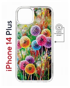 Чехол на iPhone 14 Plus MagSafe Kruche Print Одуванчики противоударный с магнитом