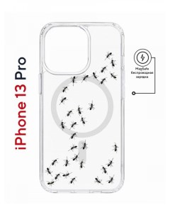 Чехол на iPhone 13 Pro MagSafe с принтом Kruche Print Муравьи противоударный с магнитом