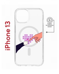 Чехол на iPhone 13 MagSafe с принтом Kruche Print Котолюбовь противоударный с магнитом