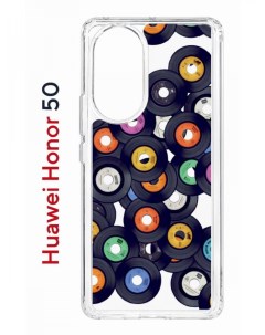 Чехол на Honor 50 Huawei Nova 9 Kruche Print Виниловые пластинки противоударный бампер