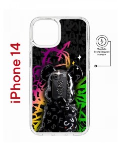 Чехол на iPhone 14 MagSafe с принтом Kruche Print Микки Маус противоударный с магнитом