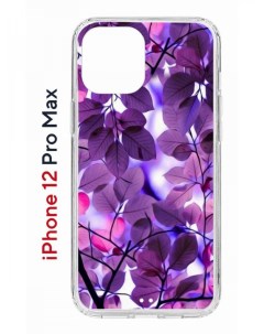 Чехол на iPhone 12 Pro Max с принтом Kruche Print Purple leaves бампер с защитой камеры