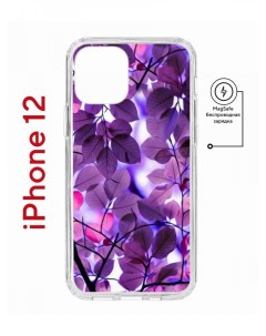 Чехол на iPhone 12 12 Pro MagSafe с принтом Kruche Print Purple leaves с магнитом