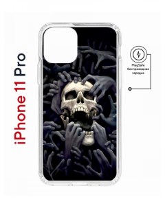 Чехол на iPhone 11 Pro MagSafe с принтом Kruche Print Skull Hands с магнитом