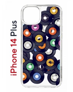 Чехол на iPhone 14 Plus с принтом Kruche Print Виниловые пластинки бампер с защитой камеры