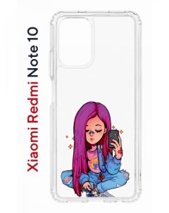 Чехол на Xiaomi Redmi Note 10 10S Kruche Print Pink Hair противоударный бампер с принтом