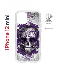 Чехол на iPhone 12 mini MagSafe Kruche Print Sugar Skull противоударный с магнитом