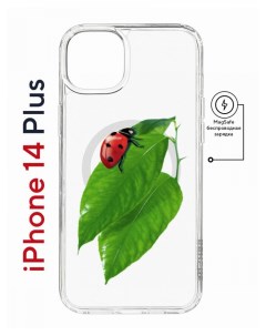 Чехол на iPhone 14 Plus MagSafe с принтом Kruche Print Ladybug противоударный с магнитом