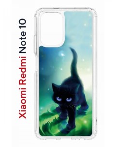 Чехол на Xiaomi Redmi Note 10 10S Kruche Print Черный кот противоударный бампер с принтом