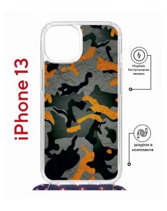 Чехол на iPhone 13 MagSafe с принтом Kruche Print Камуфляж с магнитом со шнурком