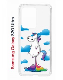 Чехол на Samsung S20 Ultra Kruche Print Flying Unicorn противоударный бампер с принтом