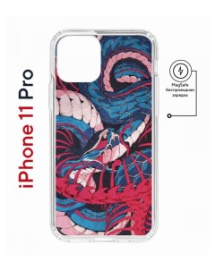 Чехол на iPhone 11 Pro MagSafe с принтом Kruche Print Японская змея с магнитом