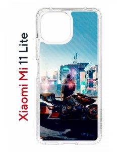 Чехол на Xiaomi Mi 11 Lite Kruche Print Киберпанк противоударный бампер с защитой камеры