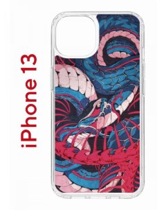 Чехол на iPhone 13 с принтом Kruche Print Японская змея бампер с защитой камеры