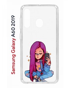 Чехол на Samsung Galaxy A60 2019 с принтом Kruche Print Pink Hair противоударный бампер