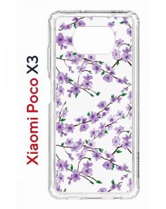 Чехол на Xiaomi Poco X3 X3 Pro Kruche Print Сакура противоударный бампер с принтом
