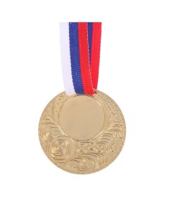 Медаль под нанесение 062 диам 5 см цвет зол с лентой Командор