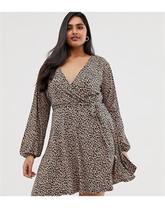Платье с запахом и леопардовым принтом Oasis Curve Oasis plus