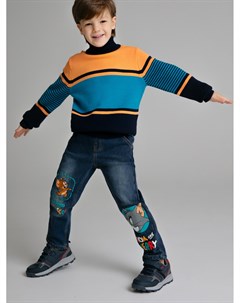 Брюки текстильные джинсовые утепленные флисом для мальчиков Playtoday kids