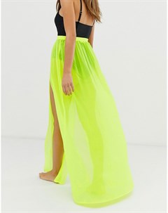 Эксклюзивная сетчатая пляжная юбка неоново лаймового цвета Glamorous
