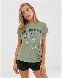 Футболка с принтом брызг краски и драпировкой Superdry