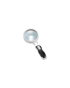 Лупа ручная круглая 6x 65 мм с подсветкой 2 LED черно белая 77365B Kromatech