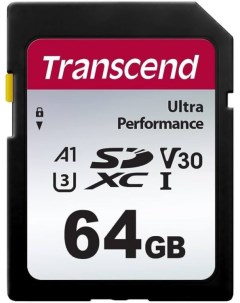 Карта памяти SDXC 64GB TS64GSDC340S 340S UHS I Class U3 V30 A2 Transcend