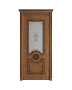 Дверь межкомнатная остекленная с замком и петлями в комплекте Грета 80х200 см ламинация ПВХ цвет дуб Vfd