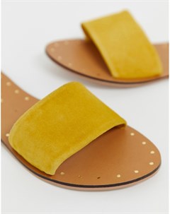 Кожаные сандалии слипоны горчичного цвета Accessorize