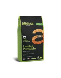 Корм для собак Natural для средних и крупных пород ягненок с тыквой сух 2кг Alleva