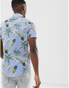 Зауженная рубашка в полоску с принтом ананасов Solid