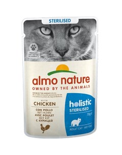 Паучи Алмо Натюр для Стерилизованных кошек Цыпленок цена за упаковку Almo nature