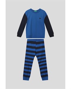 Хлопковая пижама в полоску Benetton undercolors
