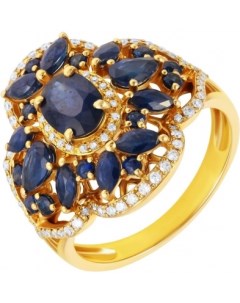 Кольцо с сапфирами и бриллиантами из жёлтого золота Джей ви