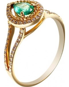 Кольцо с изумрудом и бриллиантами из жёлтого золота Джей ви