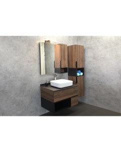 Мебель для ванных комнат Штутгарт 00 00002868 90 см подвесная коричневая с черной столешницей Comforty