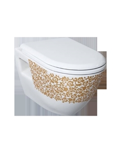 Подвесной унитаз Gold TP325.001D0 декор золото/цветы Creavit