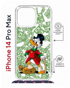 Чехол на iPhone 14 Pro Max MagSafe с принтом Kruche Print MacMoney с магнитом со шнурком