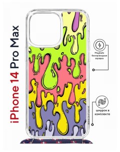 Чехол на iPhone 14 Pro Max MagSafe Kruche Print Абстракция Капли с магнитом со шнурком