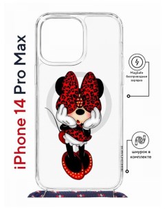 Чехол на iPhone 14 Pro Max MagSafe с принтом Kruche Print Минни с магнитом со шнурком