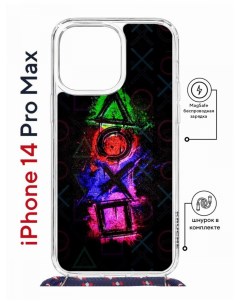Чехол на iPhone 14 Pro Max MagSafe с принтом Kruche Print Гейминг с магнитом со шнурком